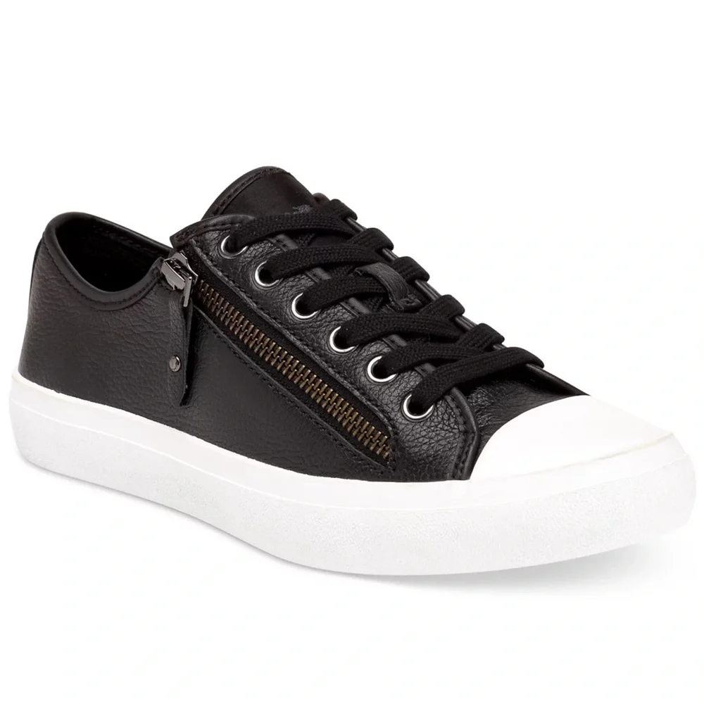 NWOB COACH Empire Zip Lace-Up Sneakers Leather Black Size 6.5